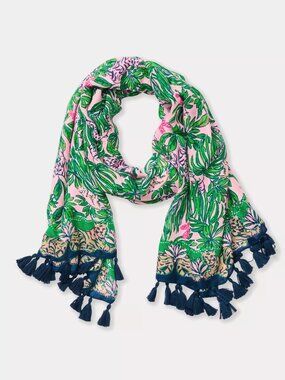 NWT Lilly Pulitzer Conch Shell Pink Roaring With Joy Engineered Scarf